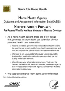 Santa Rita Home Health OASIS Privacy Statement